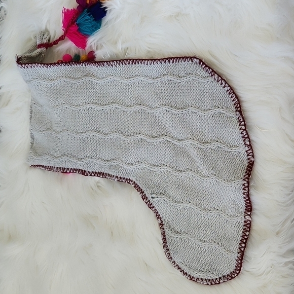 NATURAL LIFE gray Christmas stocking with multicolored pom poms and tass… - Picture 2 of 6